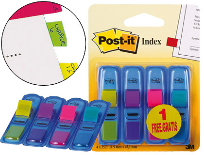 4x35 banderitas señalizadoras Post-it Index 12x43,1mm. colores